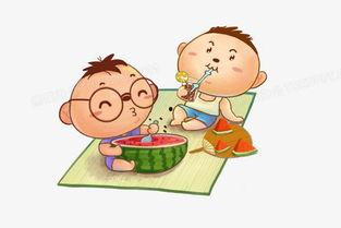 小孩吃瓜图片手绘,小宝贝欢乐吃瓜瞬间